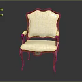 Classical Chair With Carved Wooden Frame Light Colored Upholstered Seat And Back
