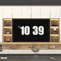Modern TV Stand Design With White Cabinets Wooden Accents LED Lighting And Decorative Items