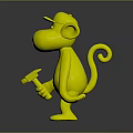 Purple Monkey Game Character With Red Hat Yellow Face Hands And Hammer