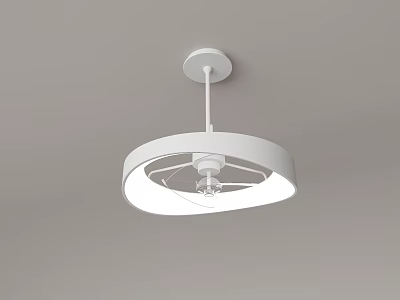 Modern White Round Chandelier with Minimalist Ring Design and Ceiling Mounted Bright Lighting 3d model