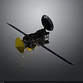 Spacecraft with Solar Panels Dish Antenna Black Body and Yellow Component for Space Exploration