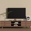 Minimalist Walnut Wood TV Cabinet With Functional Storage Drawers And Open Shelves For Home Decor
