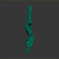 Green Carved Floral Leaf Ornament With Detailed Petal And Stem Design