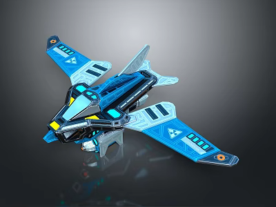 Futuristic Sci fi Fighter Jet With Blue Wings And Advanced Tech 3d model