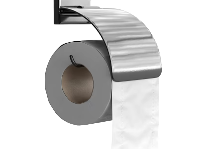 Modern Metallic Toilet Paper Holder With Roll And Bathroom Accessories 3d model