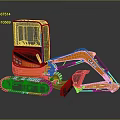 Orange CASE Small Excavator With Tracked Chassis Operator Cabin And Front Bucket 3d model