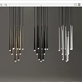 Modern Slim Rod Chandelier in Gold Black White for Contemporary Interior Design