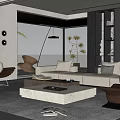 Modern Living Room Interior Design With White Sofa Large Window Mountain View And Coffee Table