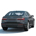 Dark Gray Audi Sedan Front View With LED Headlights Grille And Alloy Wheels
