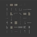 Detailed Architectural Model Scene Components With Various Shapes And White Background