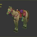Realistic 3D Brown Horse Model With Decorative Saddle And Reins