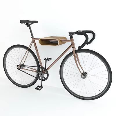 Vintage Bicycle With Brown Frame Black Handlebars And Wooden Storage Box 3d model