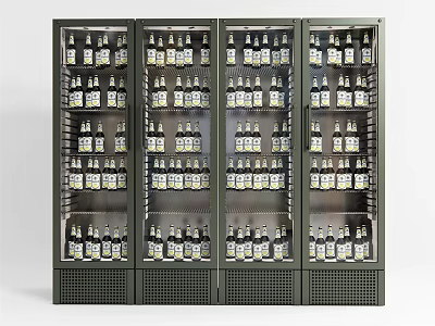 Modern Wine Cabinet With Glass Doors And LED Lighting Filled With Bottles 3d model