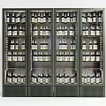 Modern Wine Cabinet With Glass Doors And LED Lighting Filled With Bottles