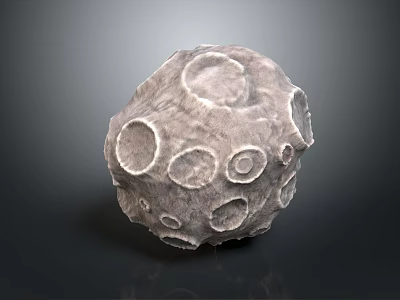 Detailed View of Rugged Asteroid Surface with Multiple Craters in Space Exploration 3d model
