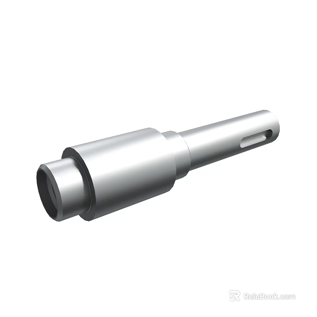 Silver Cylindrical Metal Shaft Component With Precision Machined Surface And Hole 3d model 
