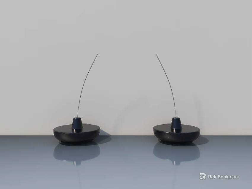Modern Minimalist Floor Lamps With Black Base And Slim Poles On Gray Surface 3d model 