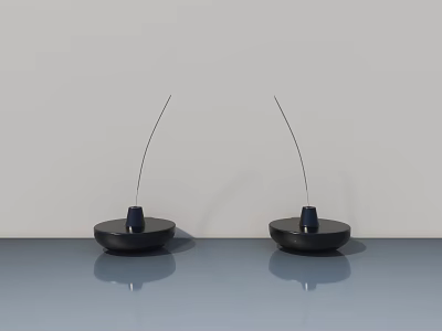 Modern Minimalist Floor Lamps With Black Base And Slim Poles On Gray Surface 3d model