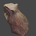 Hand Carved Wooden Beaver Sculpture With Detailed Craftsmanship And Natural Texture