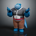 Blue Anthropomorphic Game Character With Gray Top Brown Pants And Open Hands Gesturing 3d model