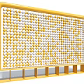 Decorative Feature Wall With Yellow Frame And Yellow White Spherical Decorations On Base Supports 3d model