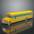 Yellow School Bus With Green Windows Multiple Panels And Shiny Exterior