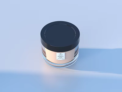Elegant Luxury Cosmetic Cream Jar With Black Lid And Transparent Glass Container Design 3d model