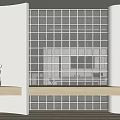Modern Glass Block Partition In Interior Design With Sculpture And Wooden Flooring
