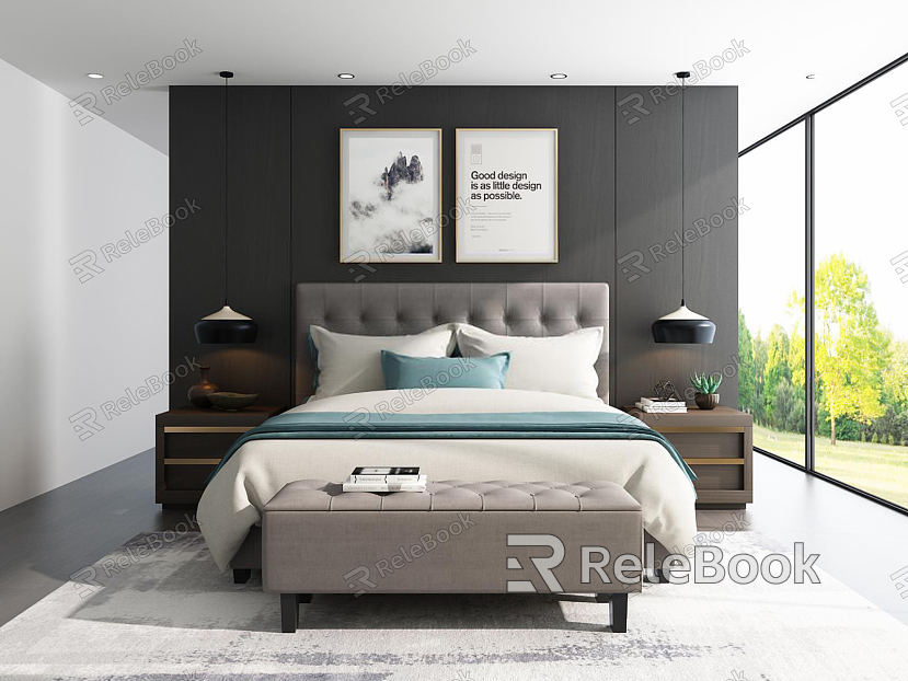 Modern background double bed model