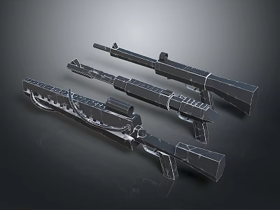 Modern Rifles Weapon 3D Model Design With Structural Details And Components 3d model
