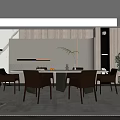 Modern Restaurant Interior With Round White Dining Table And Beige Chairs 3d model