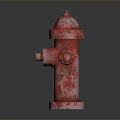 Red Fire Hydrant Equipment With Weathered Metal Surface And Classic Design 3d model