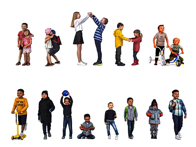 Characters Children Multiplayer Two-Person Atmosphere Characters Sports Children Talk Children 3d model