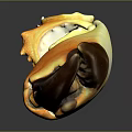 Cooked Crab Claw with Vibrant Orange Shell and Brown Tip on Black Reflective Surface 3d model