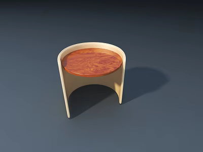 Modern Round Side Table With Wooden Grain Top And Curved White Legs 3d model