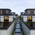 Modern Townhouse Exterior Design With Courtyard Pool Steps And Rock Shaped Wall