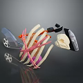 Motorcycle 3D Model With Assorted Colorful Detailed Components And Transparent Parts