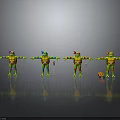 Teenage Mutant Ninja Turtles Four Characters With Different Colored Masks Holding Weapons In Standing Pose