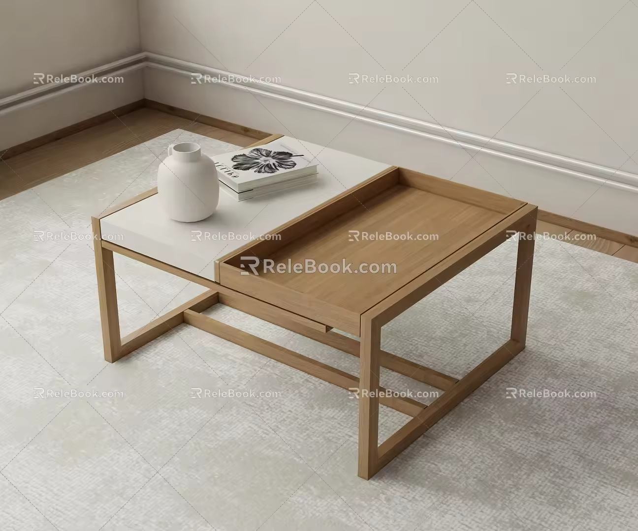 Square coffee table small square table 3d model