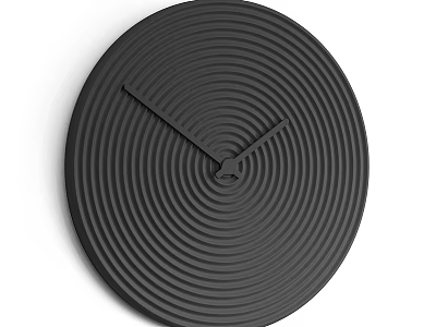 Black Circular Wall Clock With Concentric Circle Texture And Modern Design 3d model