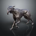 Fantasy Mythical Creature Metal Sculpture With Sharp Ears Long Snout And Lean Body