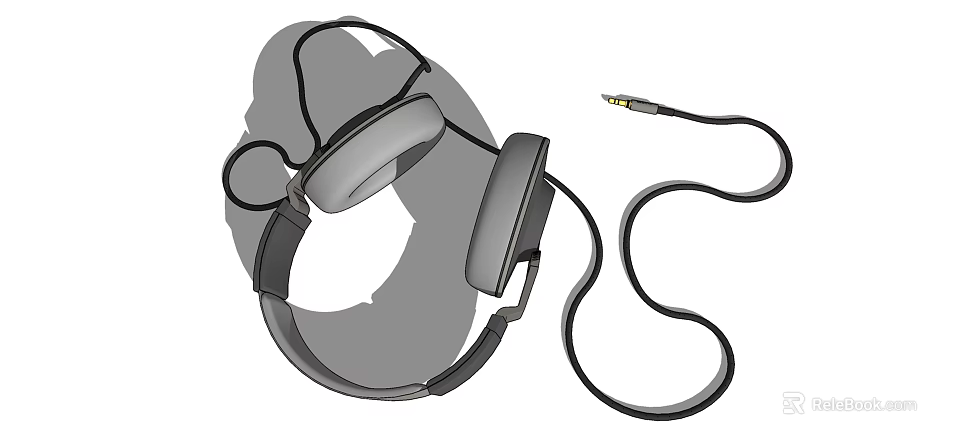 Over Ear Wired Audio Headphones with Comfortable Headband and Cable 3d model 