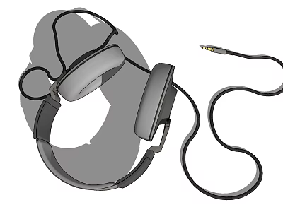 Over Ear Wired Audio Headphones with Comfortable Headband and Cable 3d model