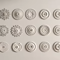 White Intricate Carved Ceiling Roses with Various Decorative Design Patterns 3d model