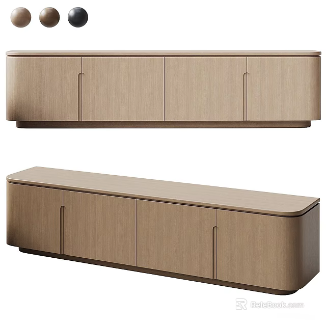 Modern Light Wood TV Stand With Sleek Design And Storage Cabinets 3d model 