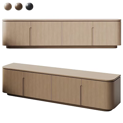Modern Light Wood TV Stand With Sleek Design And Storage Cabinets 3d model