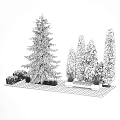 modern horticultural sketch shrub landscape design urban environment 3d model