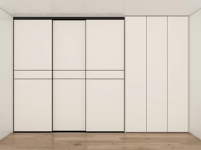 Modern Minimalist White Wardrobe With Sliding Doors And Sleek Cabinet Design 3d model