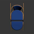 Modern Blue Padded Leisure Chair With Light Wooden Curved Frame Design