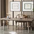 New Chinese Style Desk and Chair Desk and Chair Combination 3d model